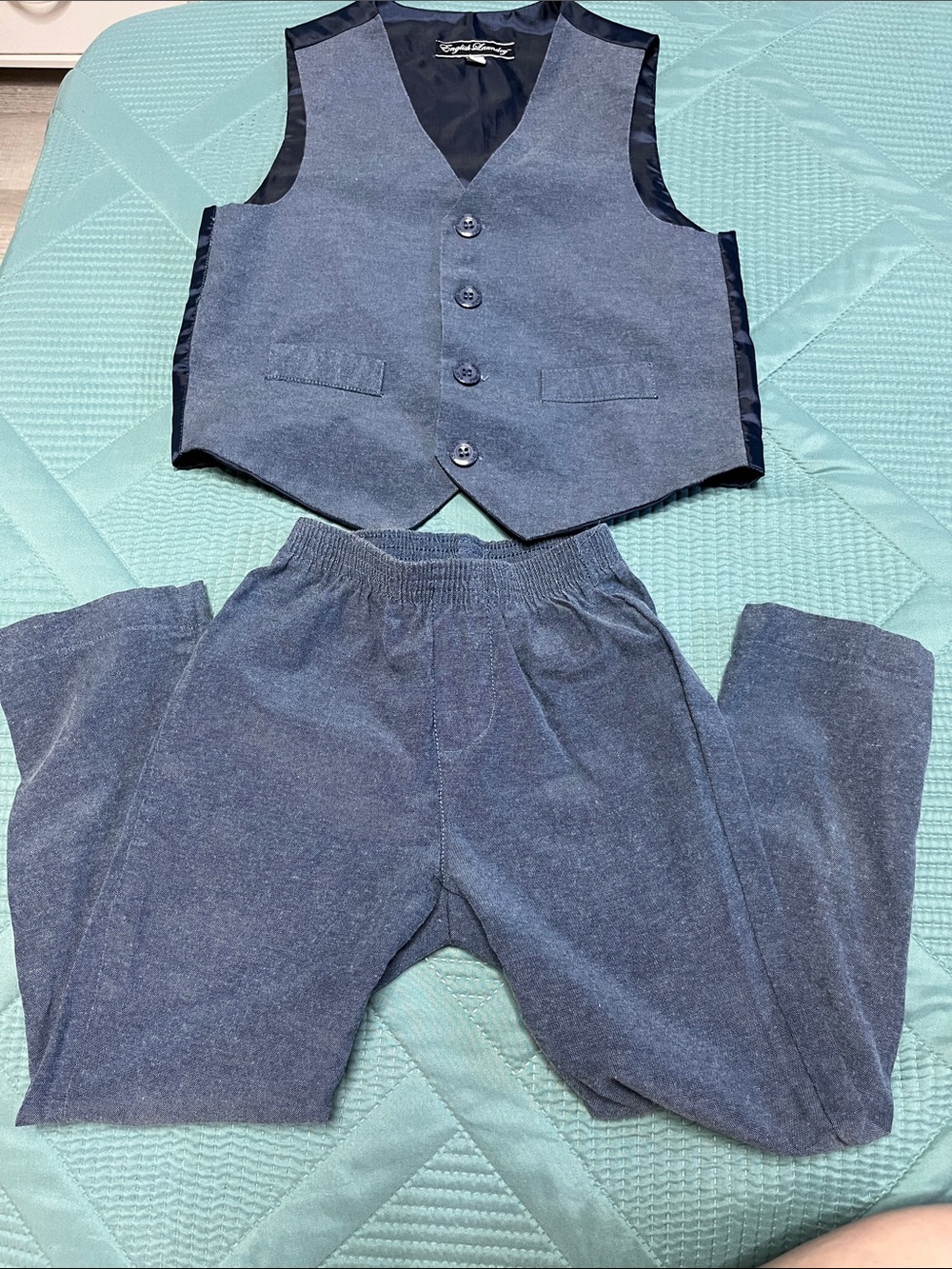 Boys Navy Blue Vest and Pants Set